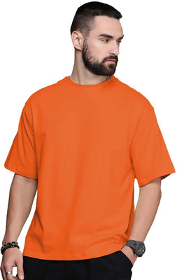 Argari Solid Men Round Neck Orange T-Shirt