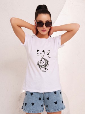 BASE 41 Solid Women Round Neck White T-Shirt