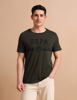 U.S. POLO ASSN. Printed Men Round Neck Green T-Shirt