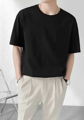 etsun Solid Men Round Neck Black T-Shirt