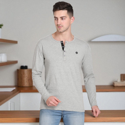 FARICON Solid Men Round Neck Grey T-Shirt