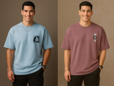 GROOVIES Graphic Print Men Round Neck Light Blue, Purple T-Shirt