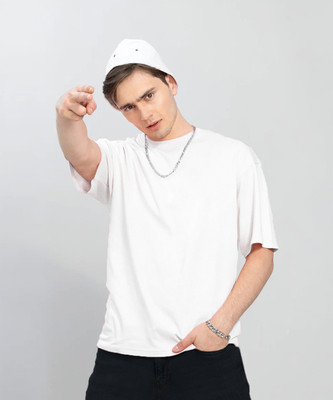 BEING WANTED Solid Men Round Neck White T-Shirt