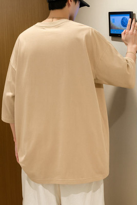 The Me Solid Men Round Neck Beige T-Shirt