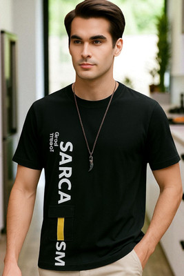 Autna Typography Men Round Neck Black T-Shirt