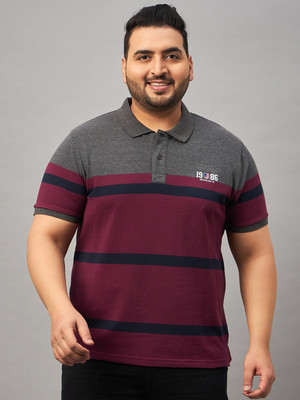 HouseOfCommon Striped Men Polo Neck Multicolor T-Shirt