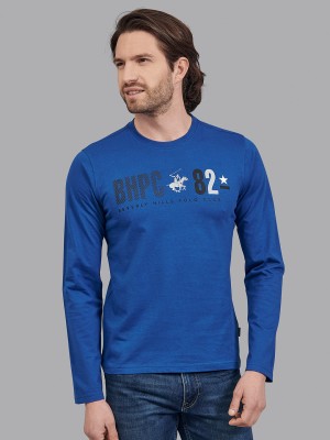 Beverly Hills Polo Club Printed Men Crew Neck Blue T-Shirt