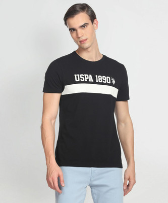 U.S. POLO ASSN. Printed Men Round Neck Black T-Shirt