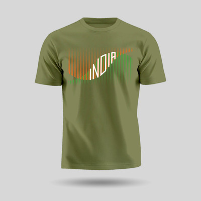 Luv My India Printed Men Round Neck Green T-Shirt