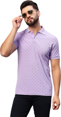 Westman Printed Men Polo Neck Purple T-Shirt