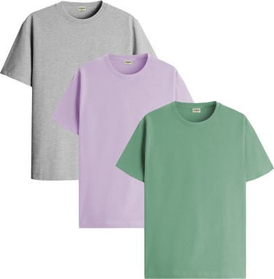 ADRO Solid Men Round Neck Purple T-Shirt