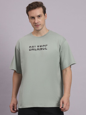 STICHRICH Solid Men Round Neck Grey T-Shirt