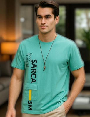 Autna Printed Men Round Neck Green T-Shirt