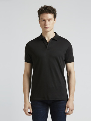 Pepe Jeans Solid Men Polo Neck Black T-Shirt