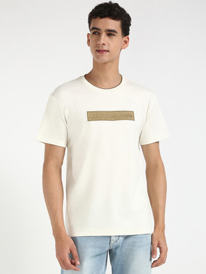 Calvin Klein Jeans Typography Men Round Neck White T-Shirt
