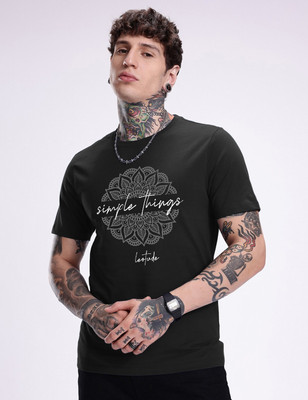Leotude Printed Men Round Neck Black T-Shirt