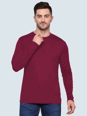 TQH Solid Men Round Neck Maroon T-Shirt