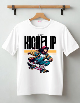 DIBBY Printed Men Round Neck White T-Shirt