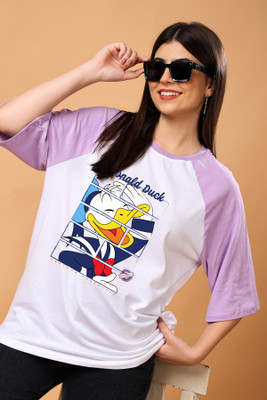 SWIFTLY Graphic Print Women Round Neck Purple T-Shirt
