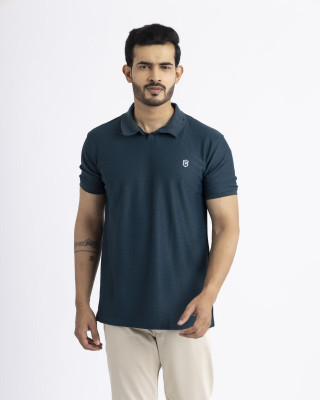 Gondas Solid Men Polo Neck Green T-Shirt