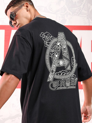 HIGHLANDER Printed Men Round Neck Black T-Shirt