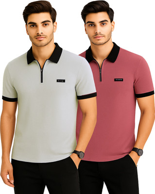 Bhadawar creations Self Design Men Polo Neck Multicolor T-Shirt
