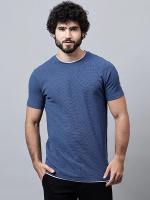 CANTABIL Solid Men Round Neck Blue T-Shirt