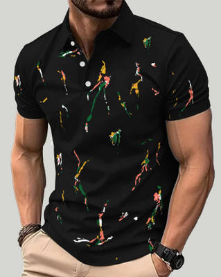 ENITOR Printed Men Polo Neck Multicolor T-Shirt