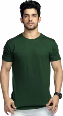 Uniplanet Store Solid Men Round Neck Green T-Shirt