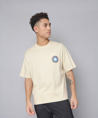 Free Authority Printed Men Round Neck Beige T-Shirt