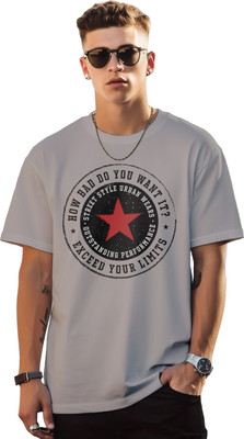 PeppyZone Graphic Print Men Round Neck Grey T-Shirt