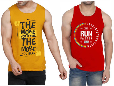 WOOSTRO Graphic Print Men Round Neck Yellow, Red T-Shirt