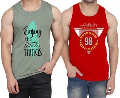 WOOSTRO Typography Men Scoop Neck Light Green, Red T-Shirt