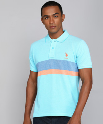 U.S. POLO ASSN. Striped Men Polo Neck Multicolor T-Shirt