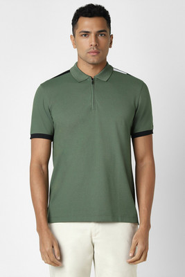 VAN HEUSEN Solid Men Polo Neck Green T-Shirt