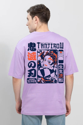 clickwell Printed, Typography Men Round Neck Purple T-Shirt