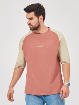 MANIAC Colorblock Men Round Neck Brown T-Shirt