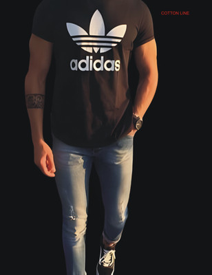SPOWEARY Printed Men Round Neck Black T-Shirt