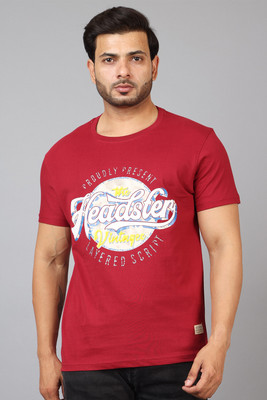 SEVEN O SEVEN Printed, Typography Men Round Neck Red T-Shirt
