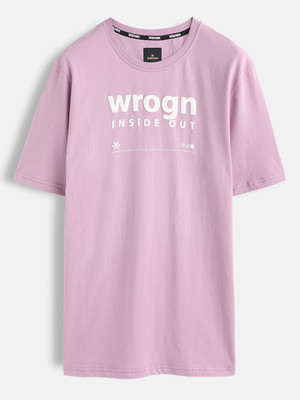 WROGN Printed Men Polo Neck Purple T-Shirt