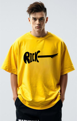 goodsign Printed Men Round Neck Yellow T-Shirt
