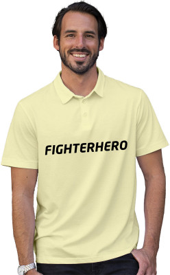 Fighterheero Printed Men Polo Neck Yellow T-Shirt