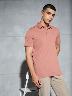 TECHNOSPORT Printed Men Polo Neck Orange T-Shirt