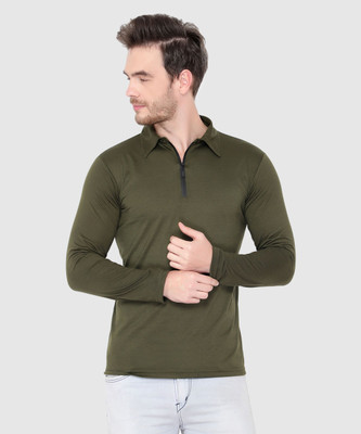 JB Jangoboy Solid Men Polo Neck Dark Green T-Shirt