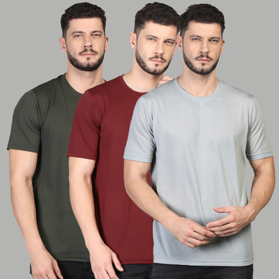 INKKR Solid Men Round Neck Multicolor T-Shirt