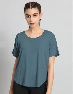 SK STORE Solid Women Round Neck Reversible Grey T-Shirt