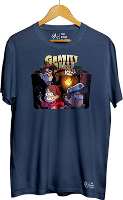 THE PRINT PLATTER Graphic Print Men Round Neck Navy Blue T-Shirt