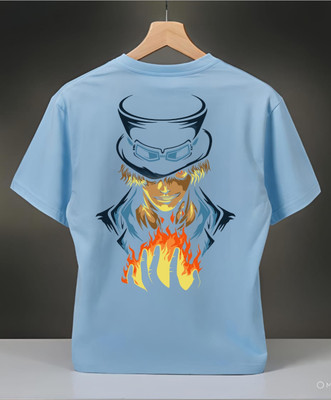 BROP Graphic Print Men Round Neck Blue T-Shirt