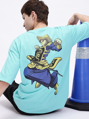 Kook N Keech Printed Men Round Neck Blue T-Shirt
