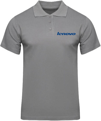 PrintHolic Solid Men Polo Neck Grey T-Shirt